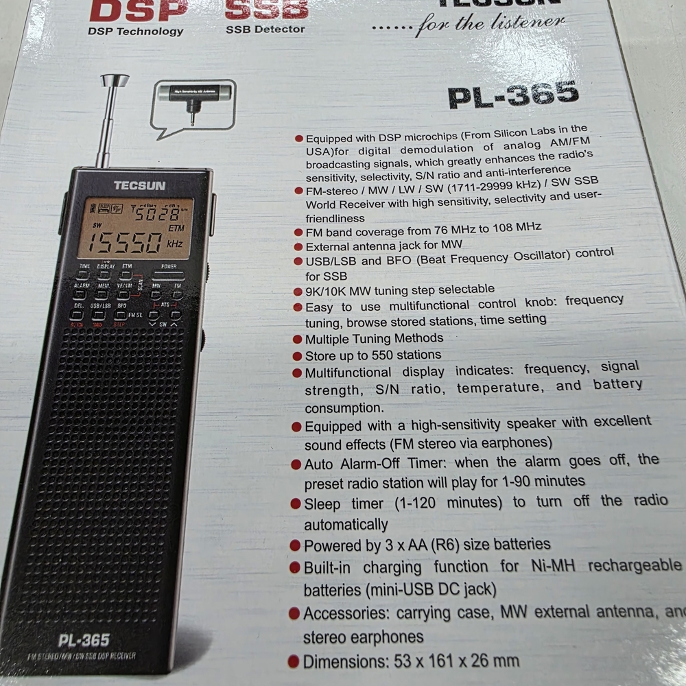 Tecsun PL-365 Portable Shortwave Radio - Black - Picture 5 of 8